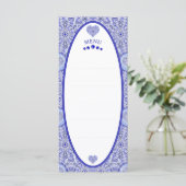 Keramik Lace Blue of Greece Menükarte (Stehend Vorderseite)