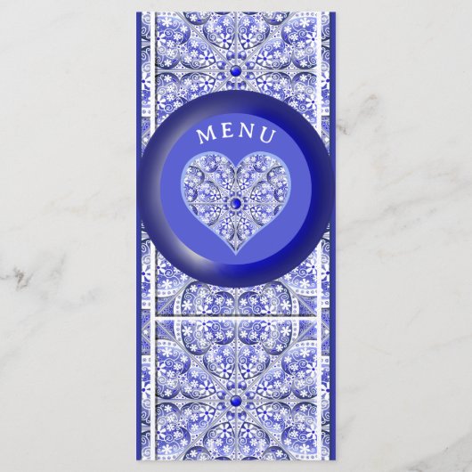 Keramik Lace Blue of Greece Menükarte (Rückseite)