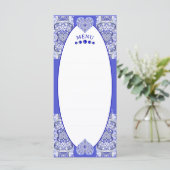 Keramik Lace Blue of Greece Menükarte (Stehend Vorderseite)