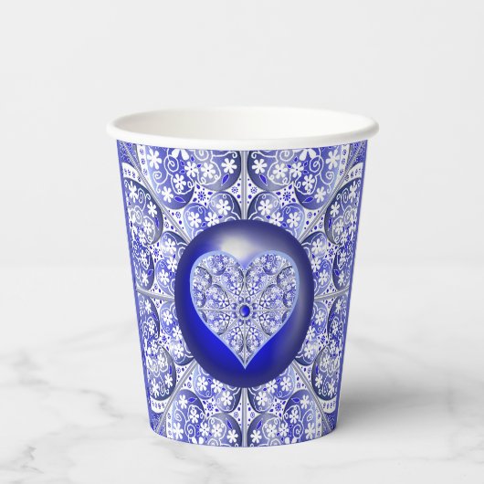 Keramik Lace Blue of Greece Pappbecher (Rückseite)