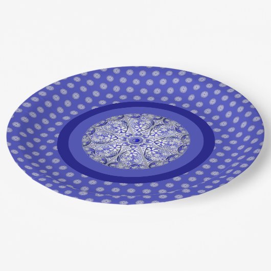 Keramik lace Blue of Greece Pappteller (Schrägansicht)