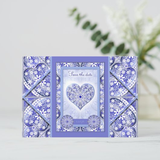 Keramik lace Blue of Greece RSVP Karte (Stehend Vorderseite)