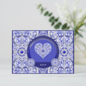 Keramik Lace Blue of Greece RSVP Karte (Stehend Vorderseite)