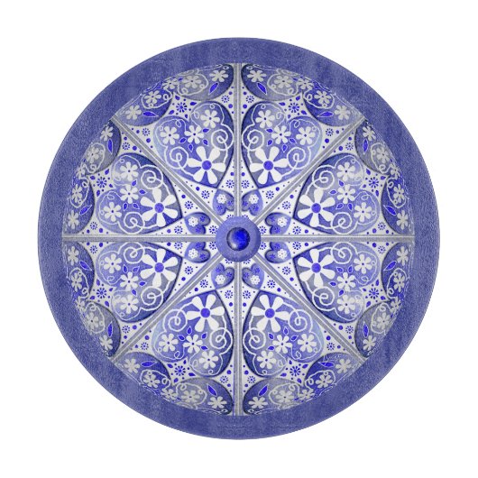 Keramik Lace Blue of Greece Schneidebrett (Vorderseite)