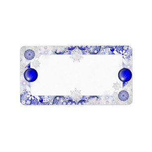 Keramik Lace Blue of Greece & Snowflake Adressaufkleber