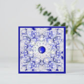 Keramik Lace Blue of Greece & Snowflake Einladung (Stehend Vorderseite)