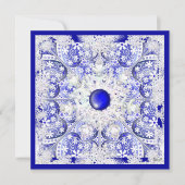 Keramik Lace Blue of Greece & Snowflake Einladung (Vorderseite)