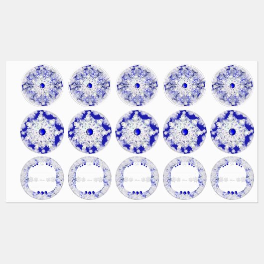 Keramik Lace Blue of Greece & Snowflake Etiketten (Blatt)