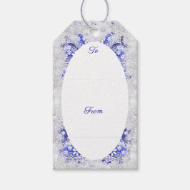 Keramik Lace Blue of Greece & Snowflake Geschenkanhänger