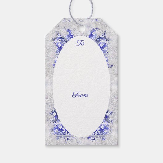 Keramik Lace Blue of Greece & Snowflake Geschenkanhänger (Vorderseite)