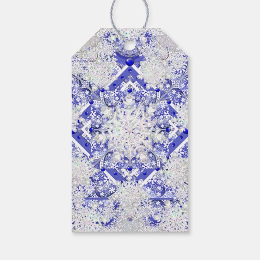 Keramik Lace Blue of Greece & Snowflake Geschenkanhänger (Rückseite)