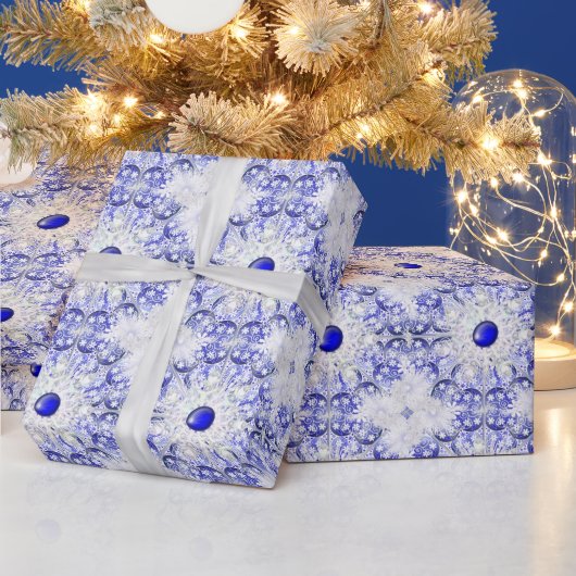 Keramik Lace Blue of Greece & Snowflake Geschenkpapier (Feiertage)
