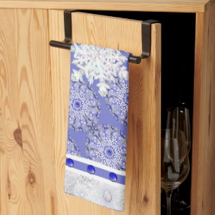 Keramik Lace Blue of Greece & Snowflake Geschirrtuch