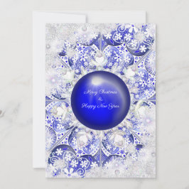 Keramik Lace Blue of Greece & Snowflake Karte