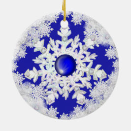 Keramik Lace Blue of Greece & Snowflake Keramik Ornament