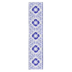 Keramik Lace Blue of Greece & Snowflake Kurzer Tischläufer