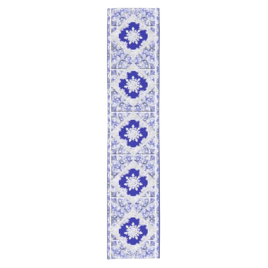 Keramik Lace Blue of Greece & Snowflake Kurzer Tischläufer (Vorderseite)