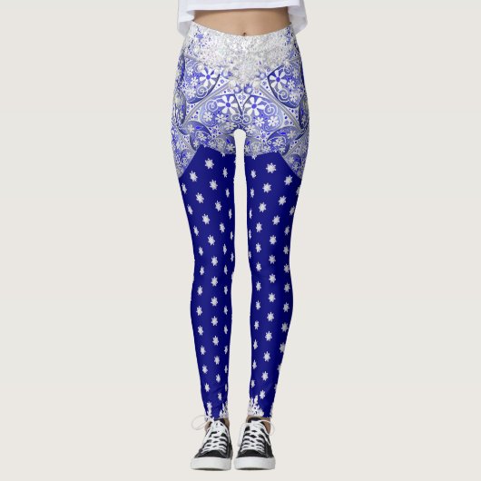 Keramik Lace Blue of Greece & Snowflake Leggings (Vorderseite)