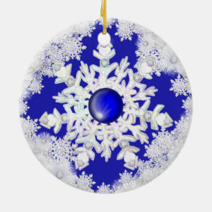 Keramik Lace Blue of Greece & Snowflake Ornament