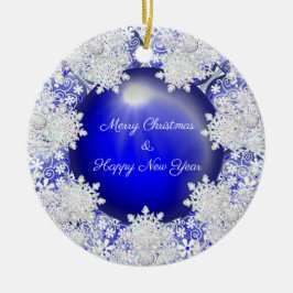 Keramik Lace Blue of Greece & Snowflake Ornament