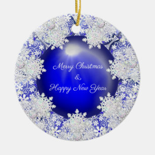 Keramik Lace Blue of Greece & Snowflake Ornament