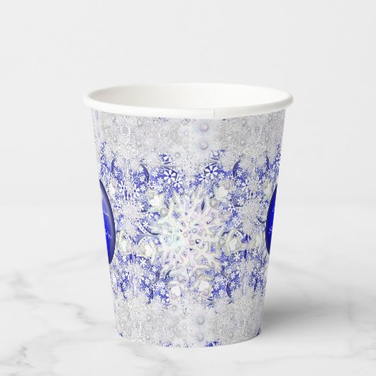 Keramik Lace Blue of Greece & Snowflake Pappbecher (Rechts)