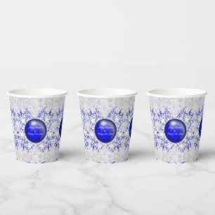 Keramik Lace Blue of Greece & Snowflake Pappbecher
