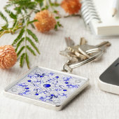 Keramik Lace Blue of Greece & Snowflake Schlüsselanhänger (Seite)