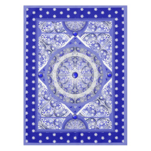 Keramik Lace Blue of Greece & Snowflake Tischdecke