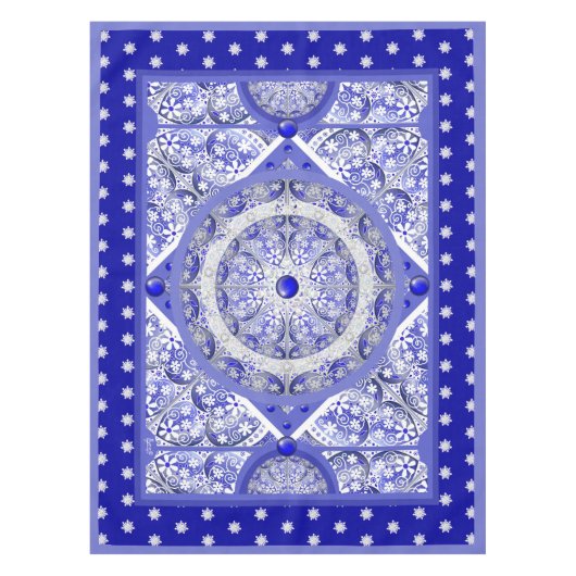 Keramik Lace Blue of Greece & Snowflake Tischdecke (Vorderseite)
