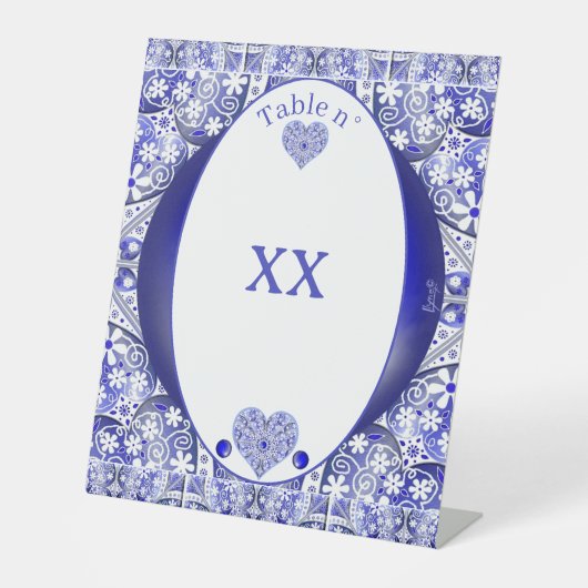 Keramik Lace Blue of Greece Sockelschild (Vorderseite)