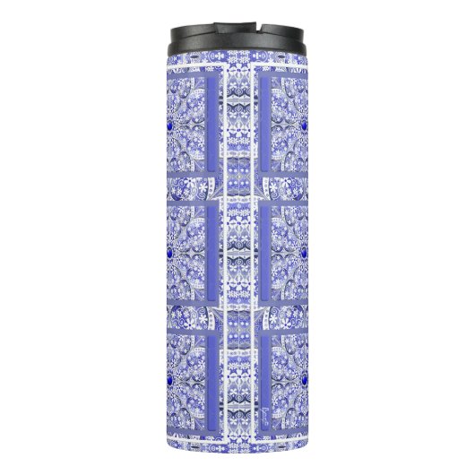 Keramik lace Blue of Greece Thermosbecher (Rückseite)