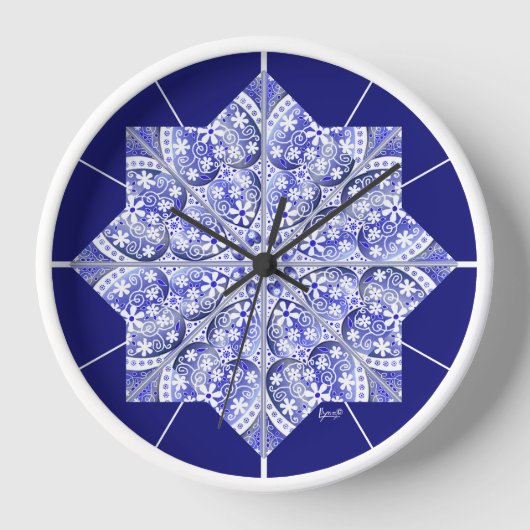 Keramik Lace Blue of Greece Uhr (Vorderseite)