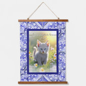 Keramik Lace Blue of Greece Wandteppich Mit Holzrahmen (Vorderseite)