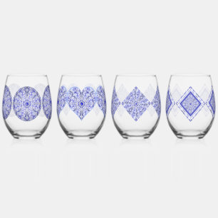 Keramik lace Blue of Greece Weinglas Ohne Stiel