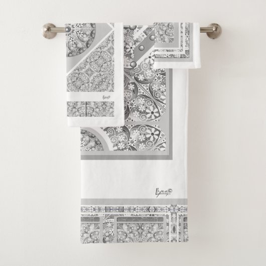 Keramik Lace Gray Badhandtuch Set (Insitu)