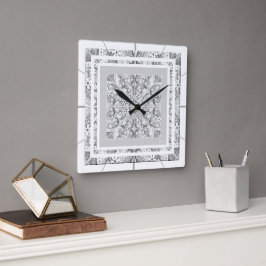 Keramik Lace Gray Quadratische Wanduhr
