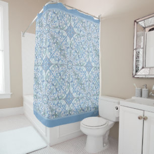 Keramik Lace Light Blue Duschvorhang