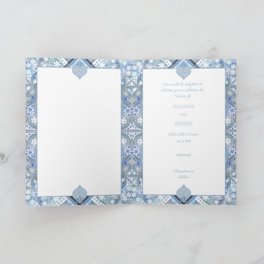 Keramik Lace Light Blue Einladung (Innenseite)