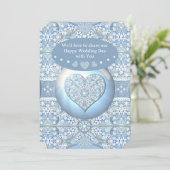 Keramik Lace Light Blue Einladung (Stehend Vorderseite)