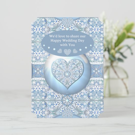 Keramik Lace Light Blue Einladung (Stehend Vorderseite)