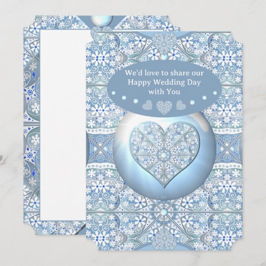 Keramik Lace Light Blue Einladung (Vorne/Hinten)