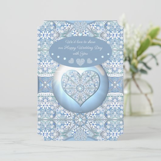 Keramik Lace Light Blue Einladung (Stehend Vorderseite)