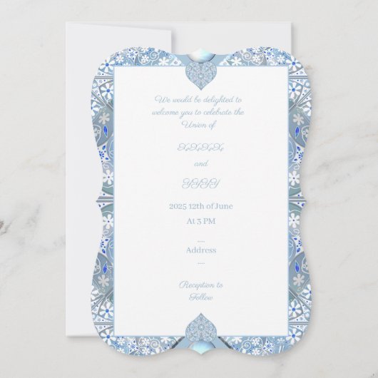 Keramik Lace Light Blue Einladung (Rückseite)