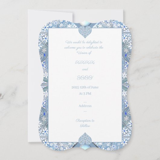 Keramik Lace Light Blue Einladung (Rückseite)