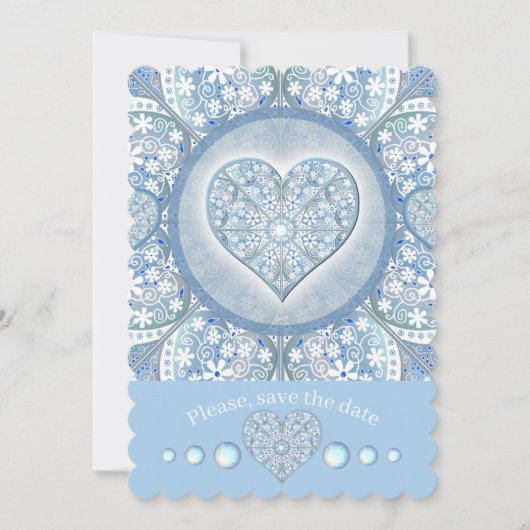 Keramik Lace Light Blue Einladung (Vorderseite)