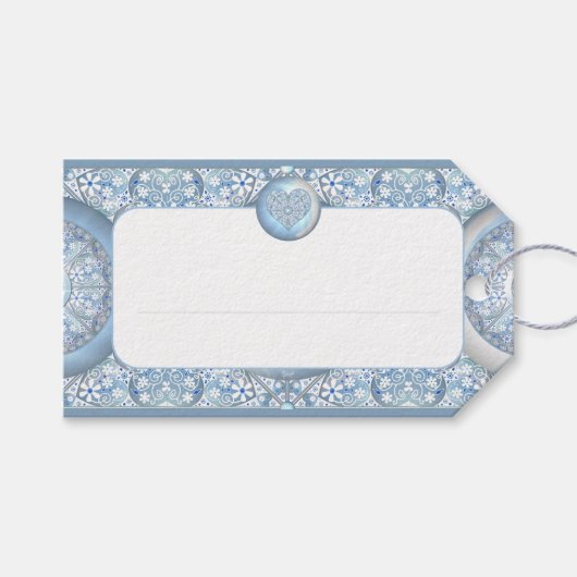Keramik Lace Light Blue Geschenkanhänger (Vorderseite (Horizontal))