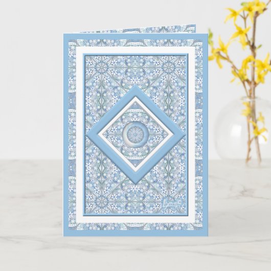 Keramik Lace Light Blue Karte (Gelbe Blume)