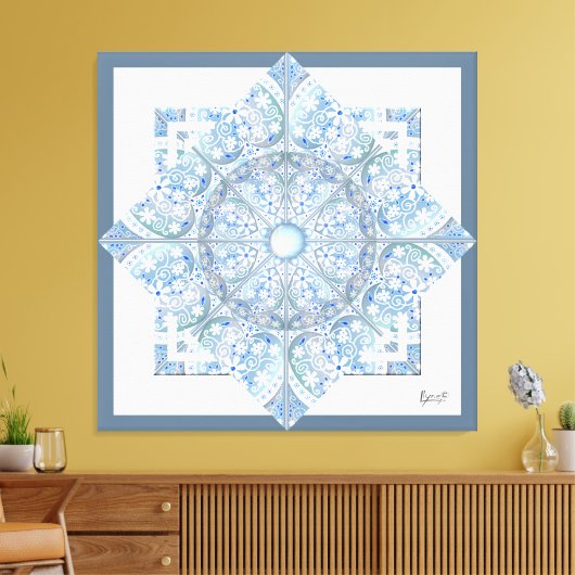 Keramik Lace Light Blue Leinwanddruck (Insitu (Wohnzimmer))