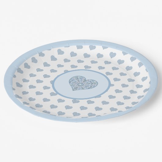 Keramik Lace Light Blue Pappteller (Schrägansicht)